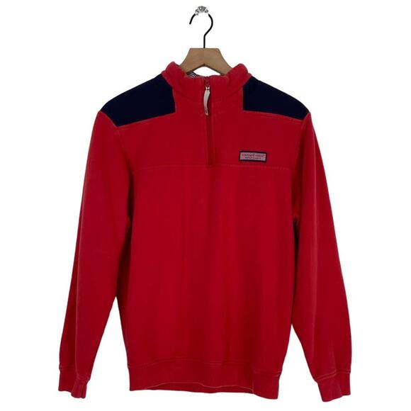 Vineyard Vines Quarter Zip Shep Shirt Men's Size XS Red Navy Color Block Preppy - Picture 2 of 12